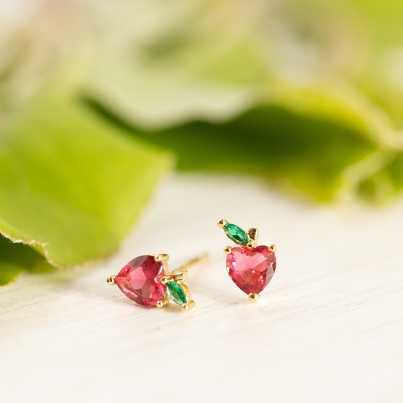 Dainty Apple Studs (S925) - Only 4 left! - Picture 4 of 10